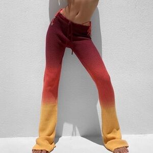I.AM.GIA Bambina Crochet Ombre Yellow Maroon Orange High Rise Festival Pants